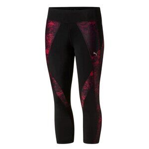 Puma Womens Athletic Leggings M Black Pink Sporty Casual Gym Workout Pants